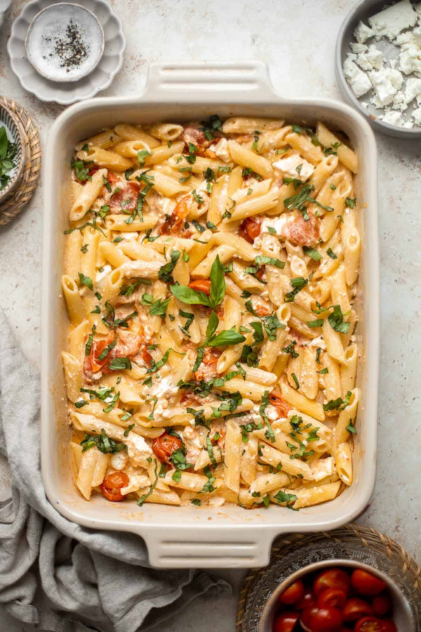 Tomato Sauce Baked Feta Pasta With Cherry Tomatoes Feta Pasta Air